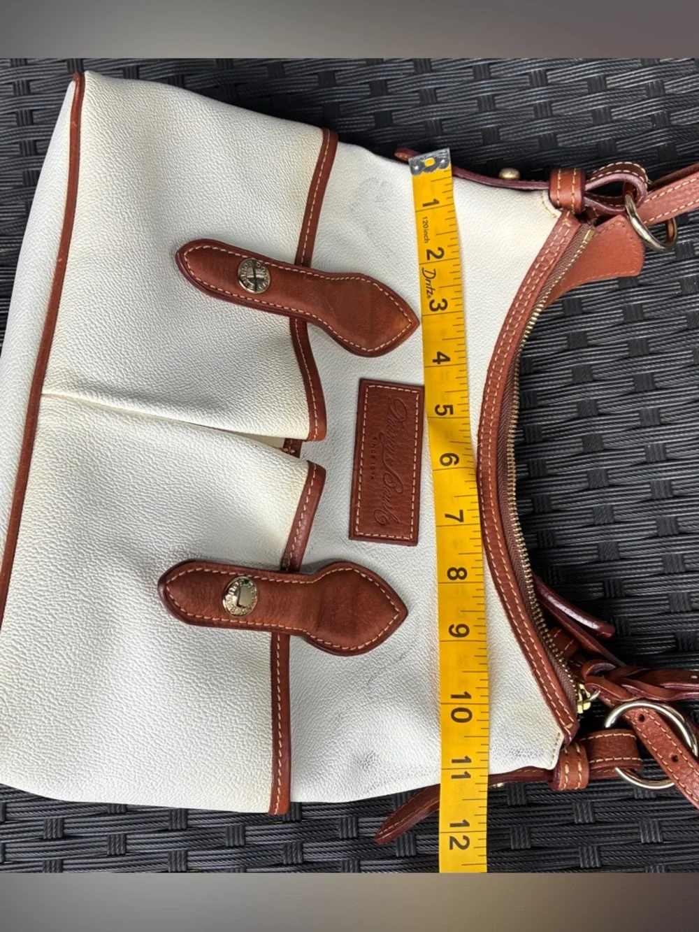 Dooney & Bourke white Shoulder Bag and Brown Leather,Vintage Dooney & Bourke Bag - Picture 5 of 16